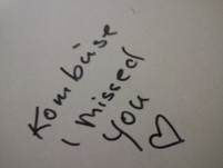 Graffiti in der Kombüse am Damen-WC: "Kombüse I missed you"